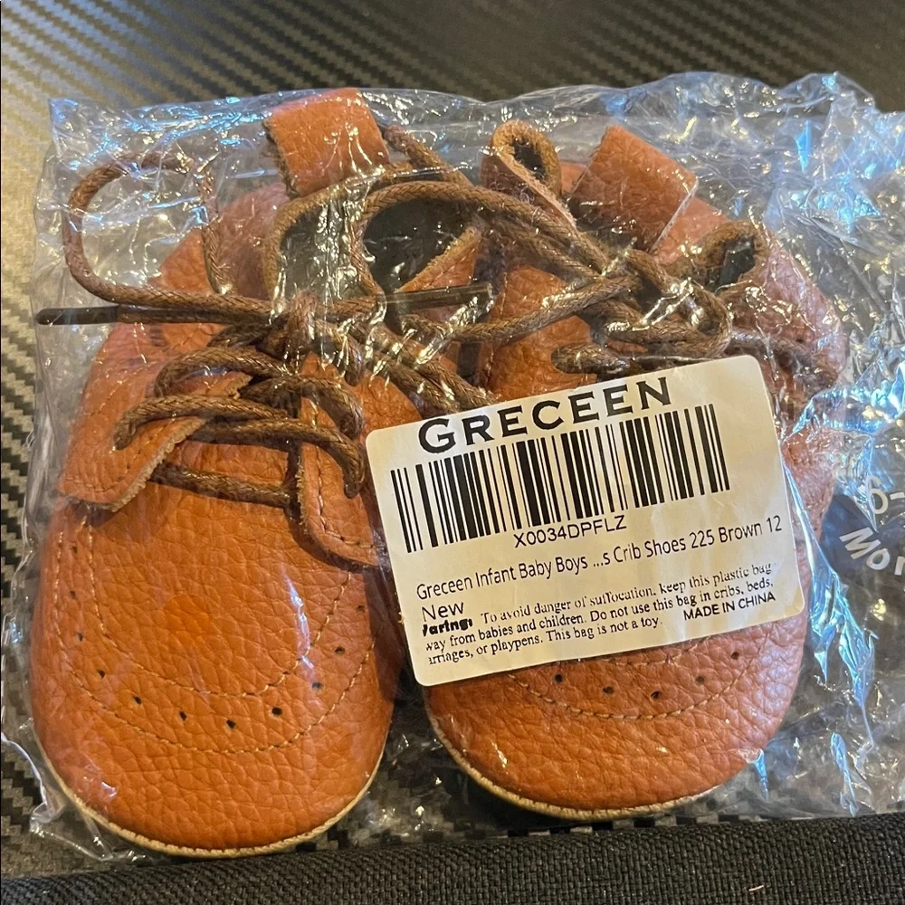 Greceen infant baby shoes brown crib shoes NWT UNISEX winter summer flexible - Picture 5 of 6